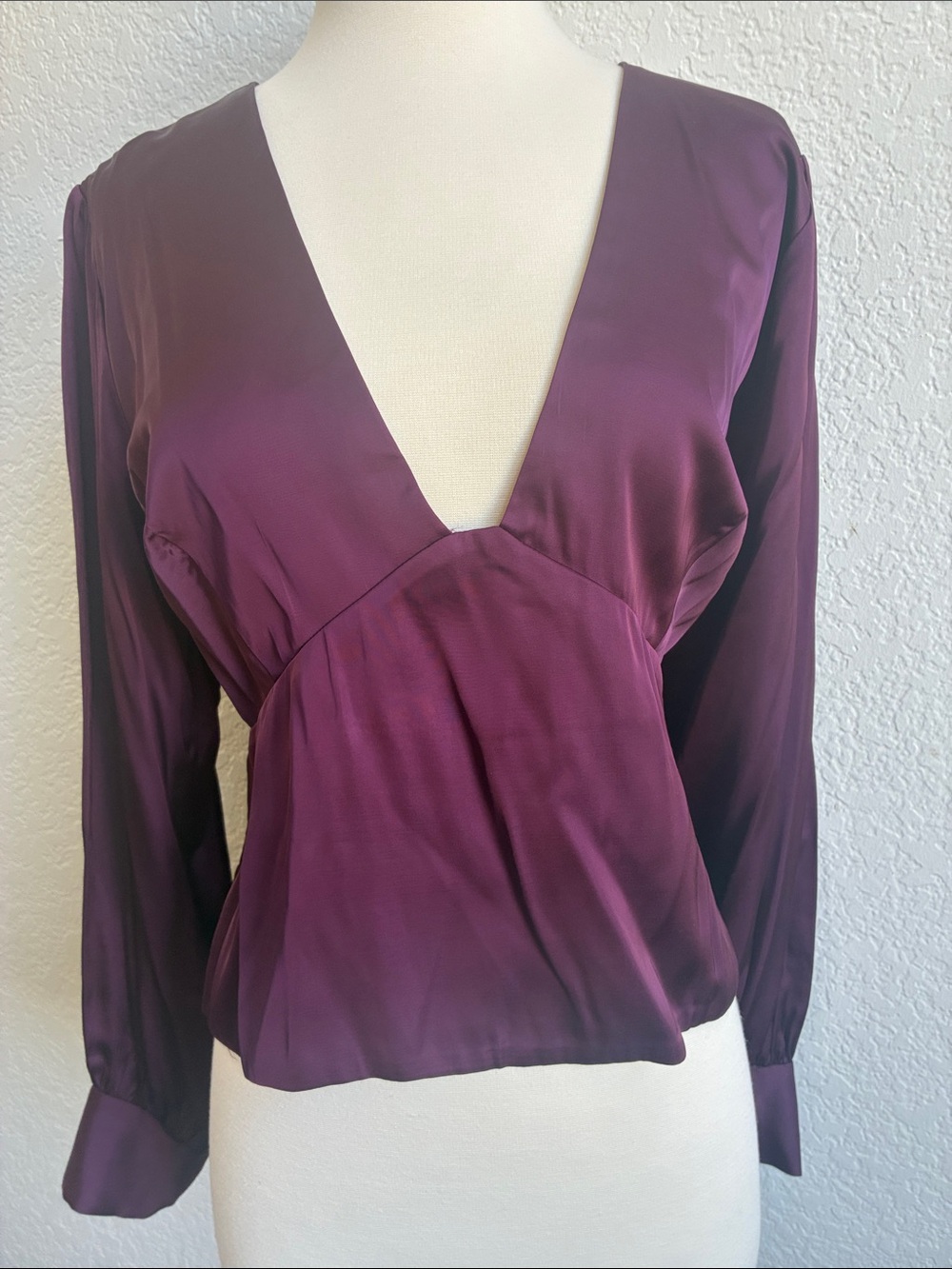 Abercrombie & Fitch Plum V-Neck Long Sleeve Blouse